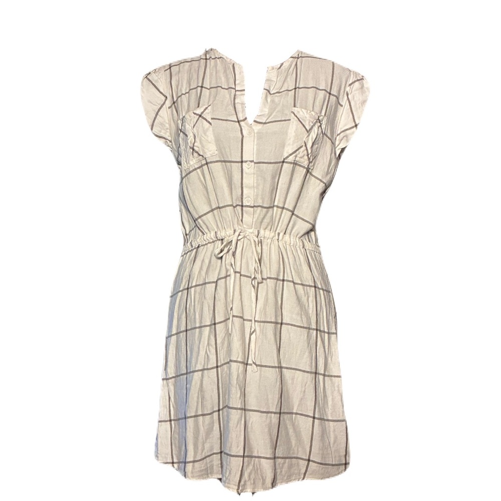 BB Dakota White and Gray Plaid Dress